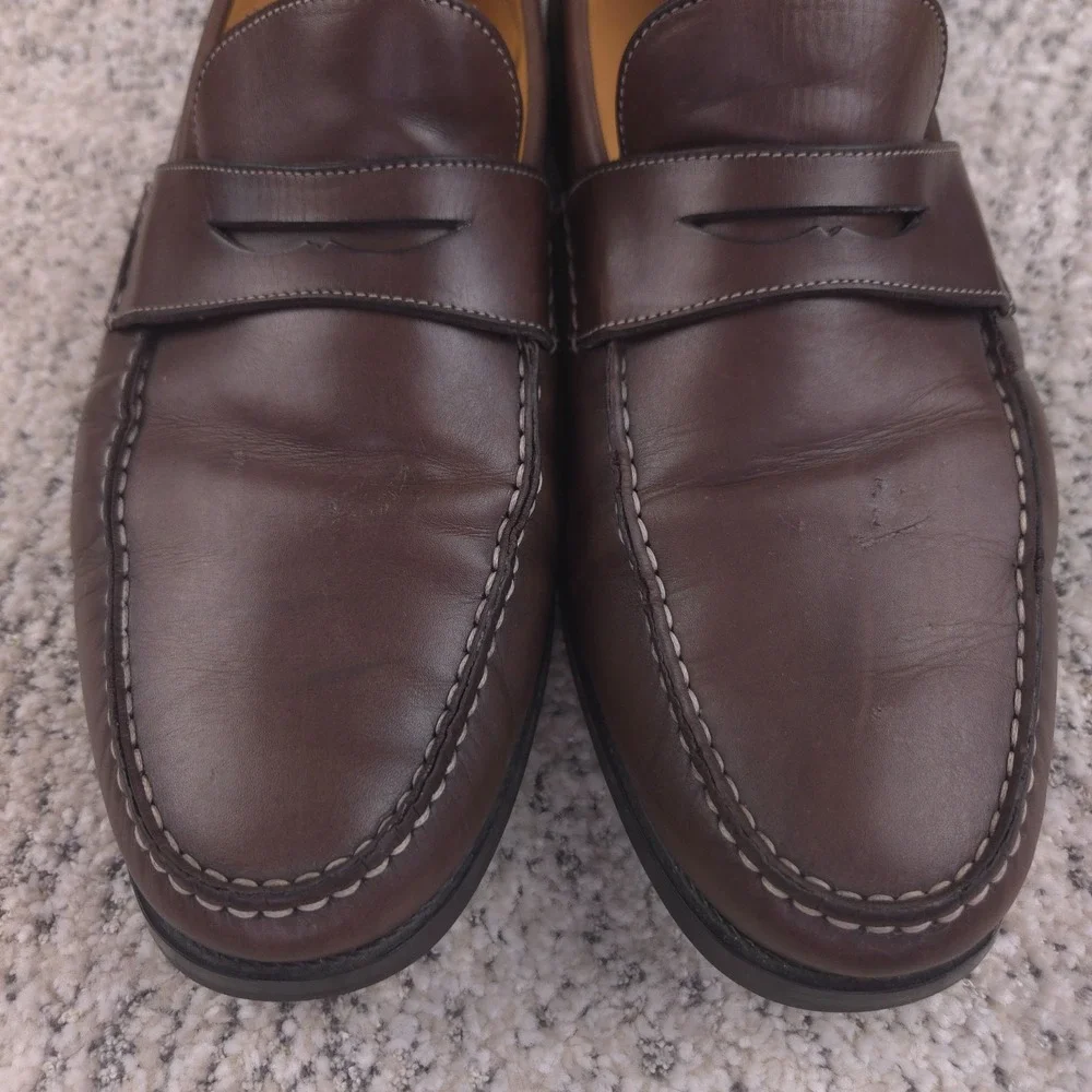 Santoni Loafers Mens Size 11 EE 12US Penny Slip On Brown Leather Made In Italy